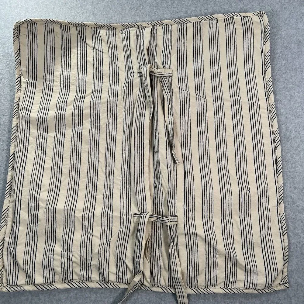 Pottery Barn Quilted Euro Sham Cream Blue linen cotton 26